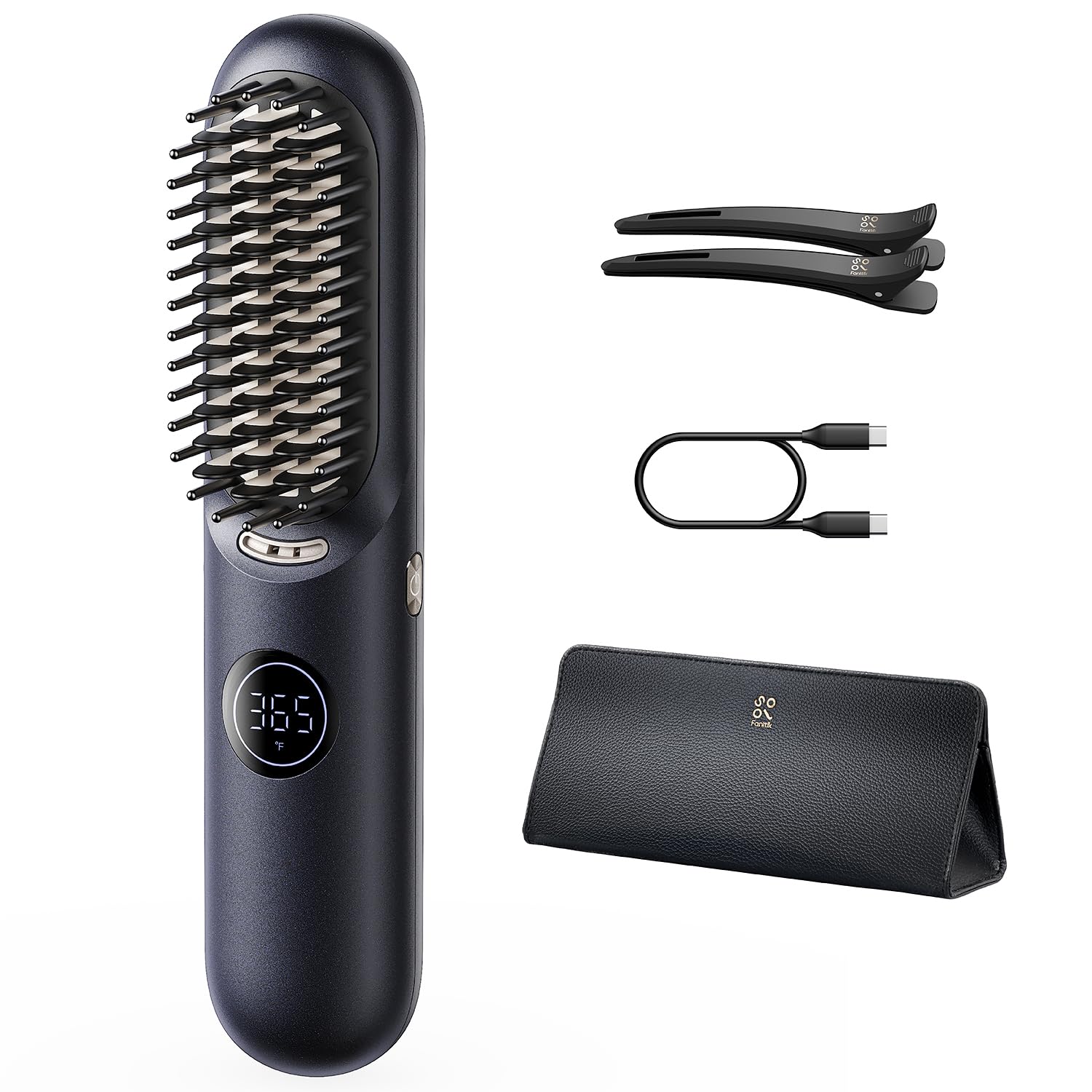 Fanttik Solo I10 APEX Portable Hair Straightener Brush, Cordless Straightening Comb with 113% Larger Heating Area, LED Display & Ceramic Coating,