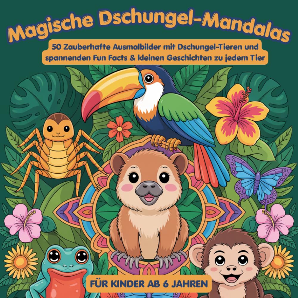 Magische Dschungel-Mandalas: 50 Zauberhafte Ausmalbilder mit Dschungel-Tieren und spannenden Fun Facts