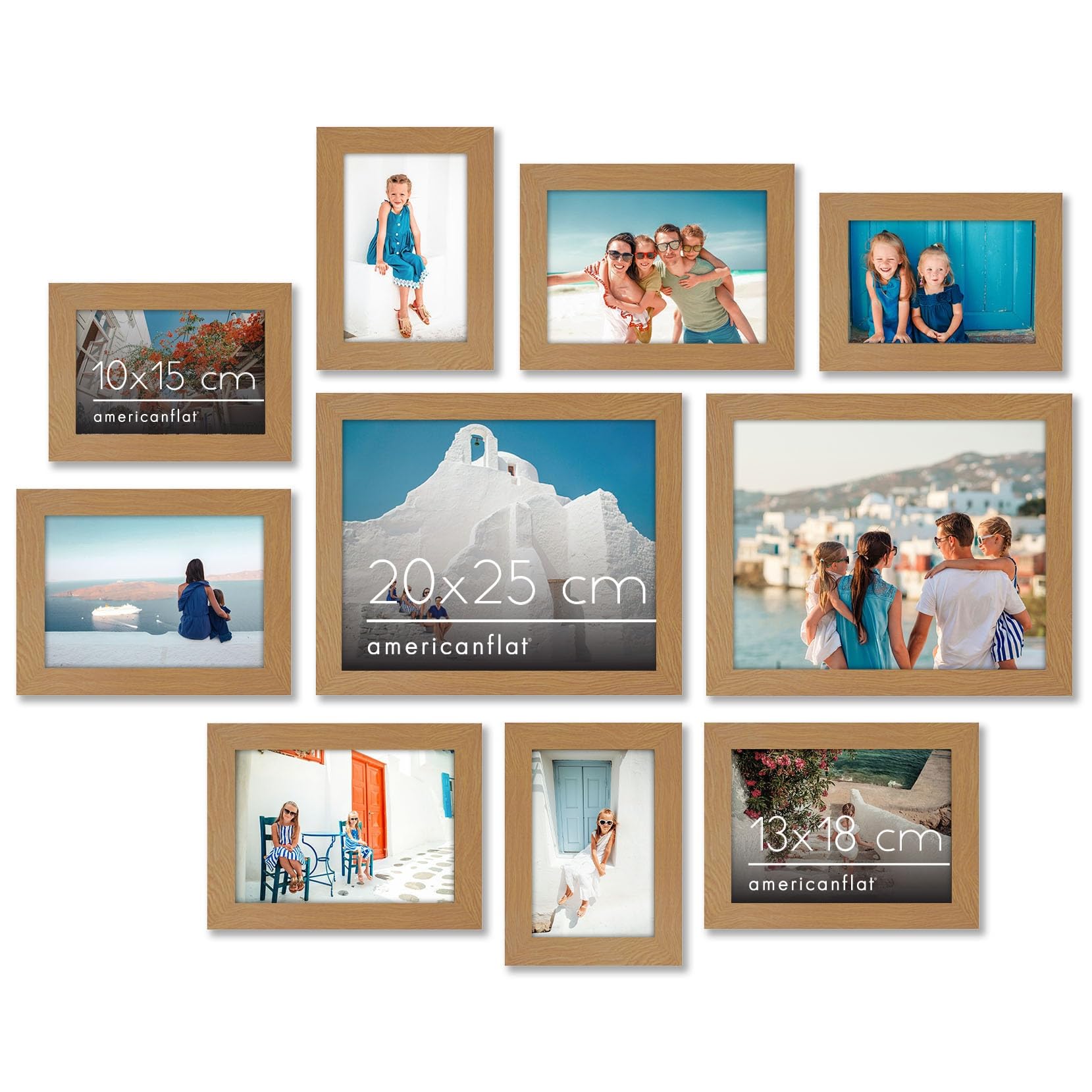 Cadre photo pour mur de salon chêne foncé ensemble 10 pièces