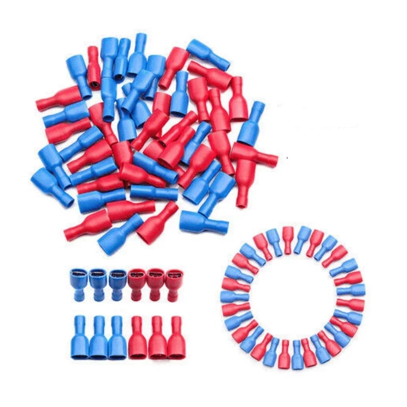 Bylsagwht Women's One Color 200Pcs Red + Blue Fully Insulated 4.8Mm Spade Connector Crimp Terminal