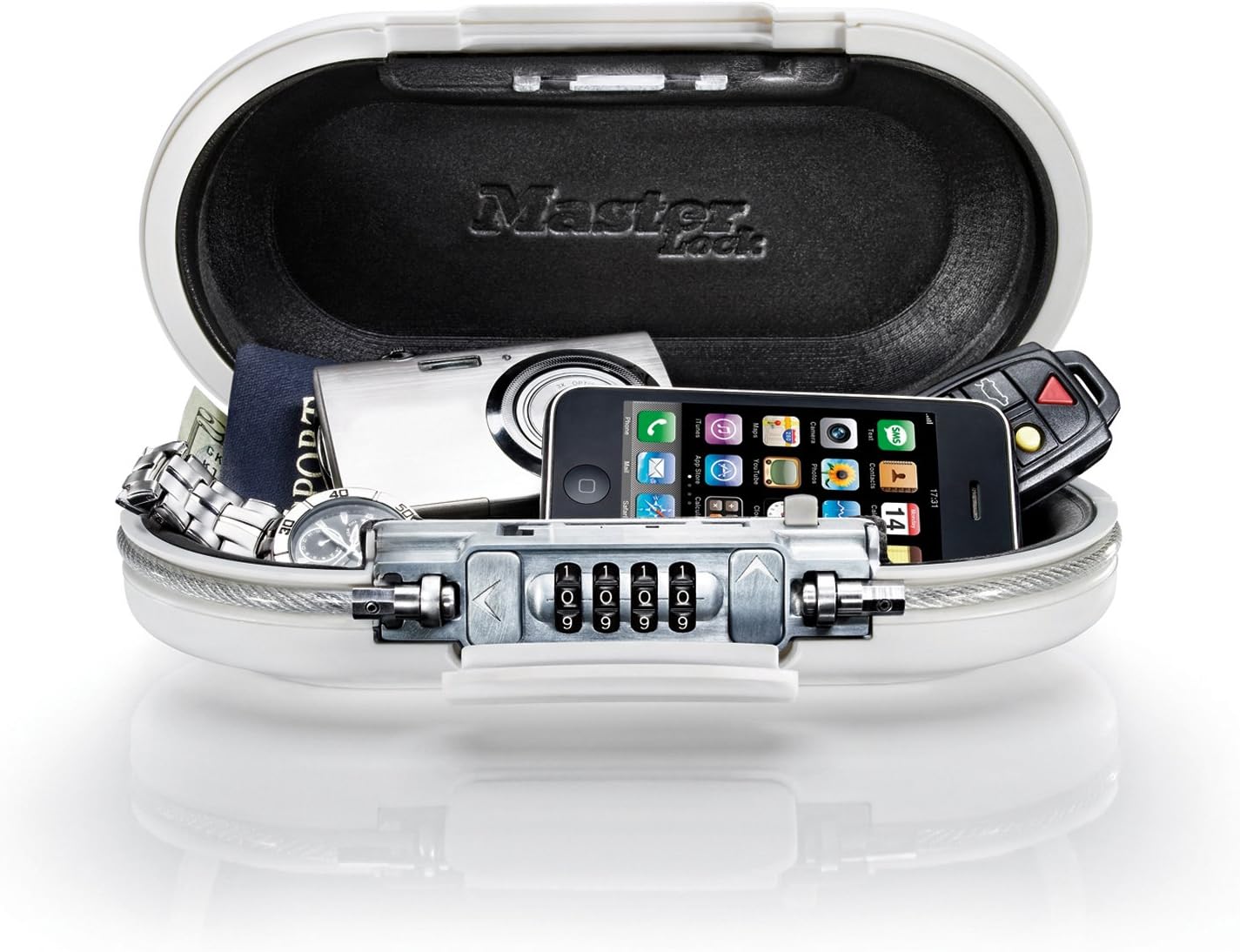 Master Lock 5900D Set Your Own Combination Portable Safe, 9-17/32 in. Wide, White