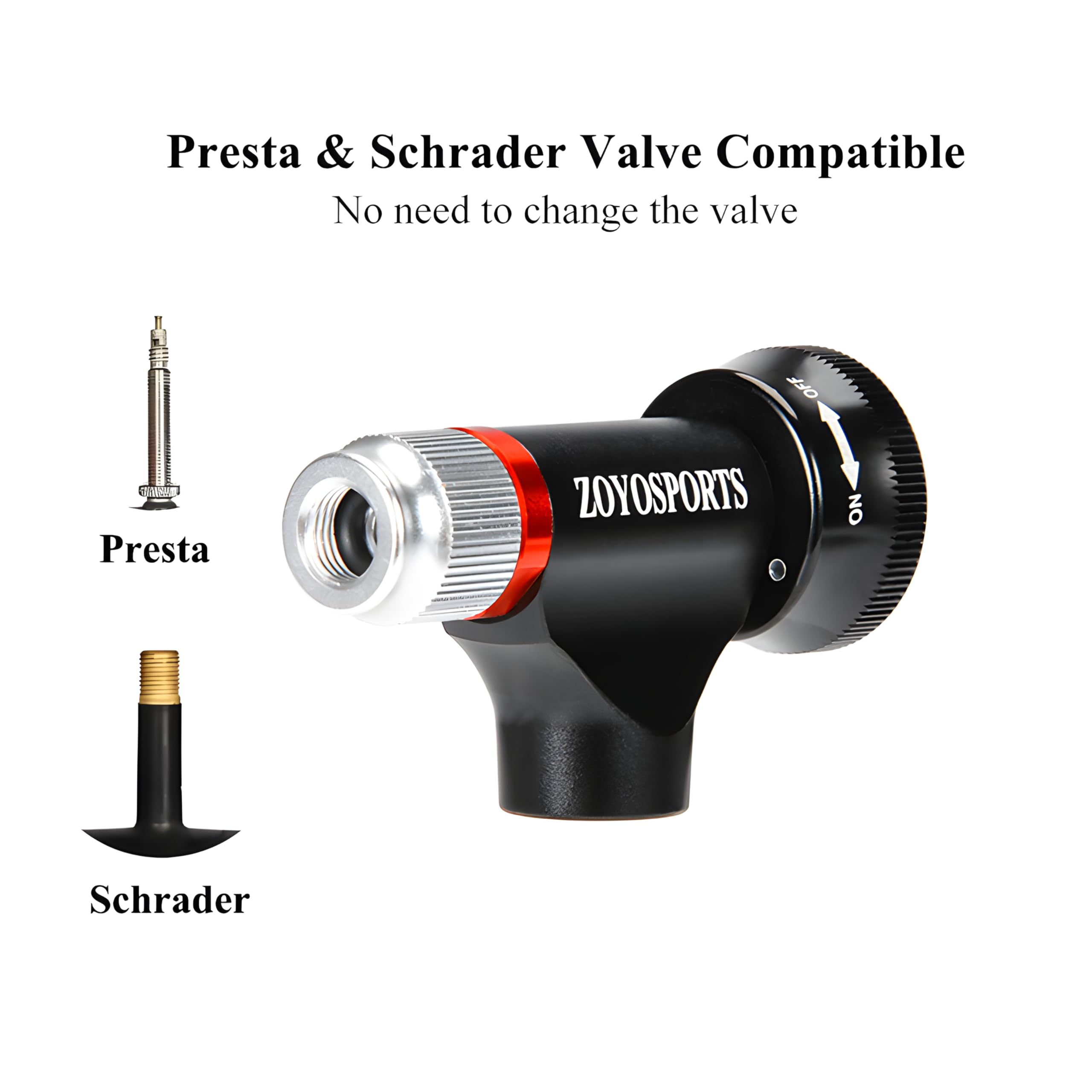 ZOYOSPORTS Mini pompka CO2 z manometrem, przenośna pompka do opon rowerowych, do rowerów szosowych i górskich, bez wkładów CO2 w zestawie