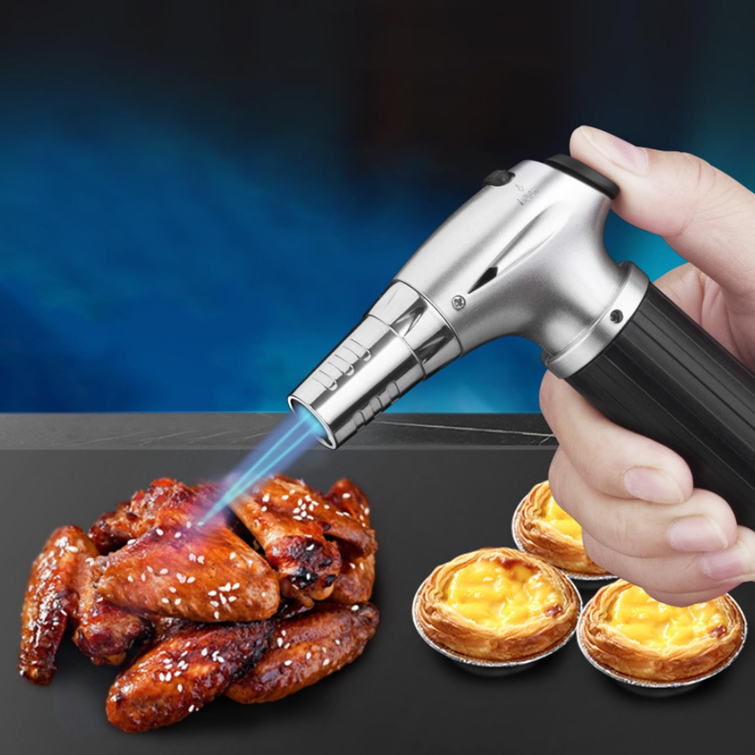 Brûleur flambé, brûleur à gaz, bec Bunsen, combustion avec affichage du gaz, brûleur à souder avec verrouillage de sécurité, chalumeau de cuisine (butane non inclus)