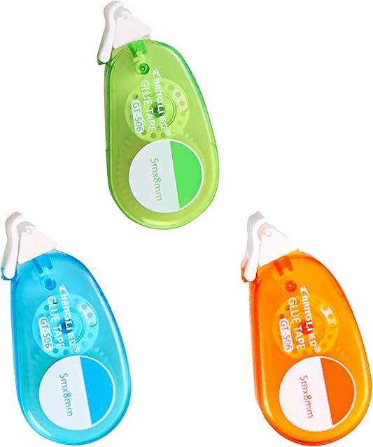3pc Glue Roller Tapes Adhesive Glue Roller Double Side Scrapbook Runner Tape Transparent Glue Dispenser Roller Applicator Tape