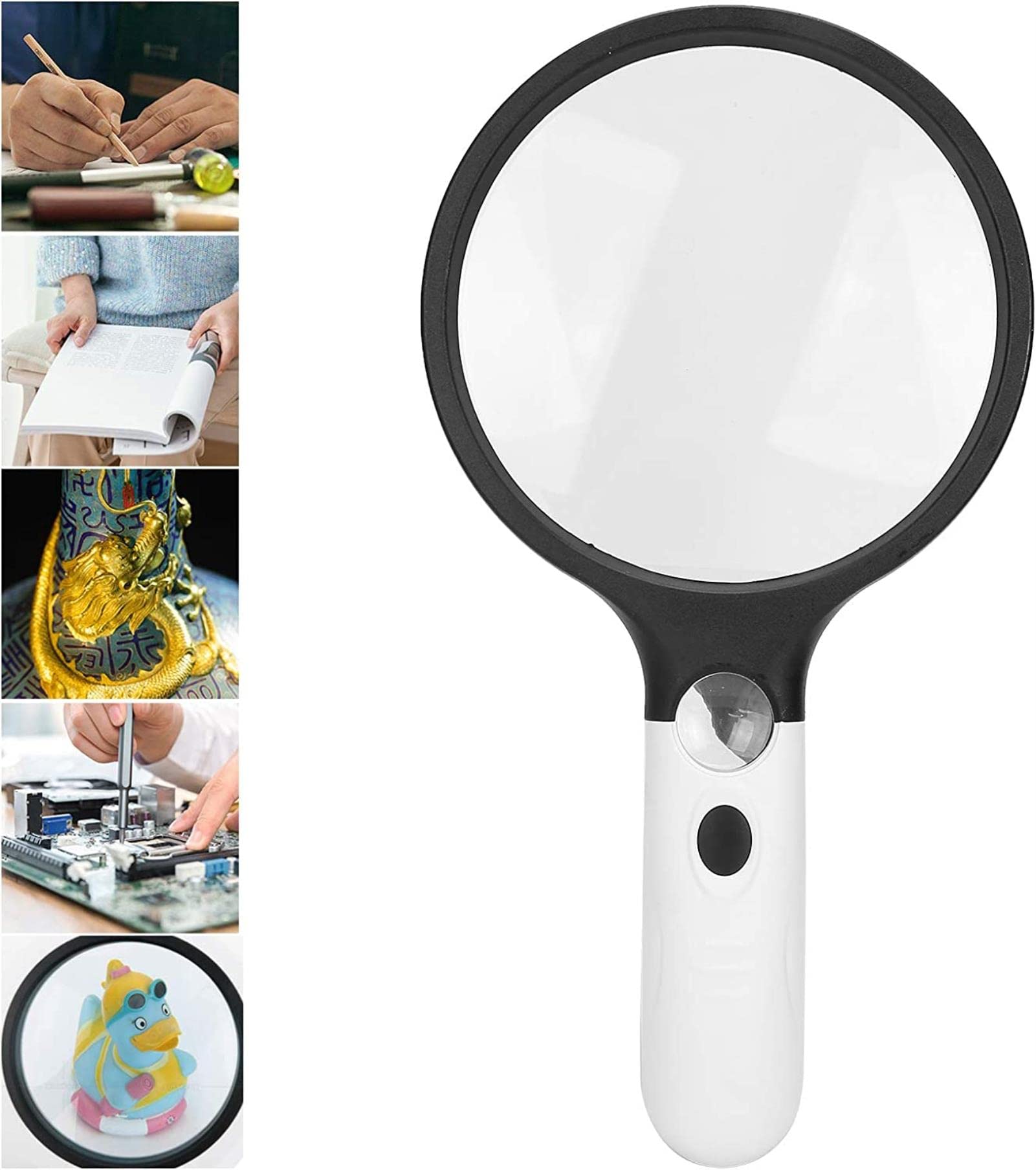 Lupa con luz 2X 30X Lupa de Mano con luz LED a batería Lupa de Lectura iluminada Lupa con paño para Lentes para Libros Periódicos Mapas Monedas Pasatiempos