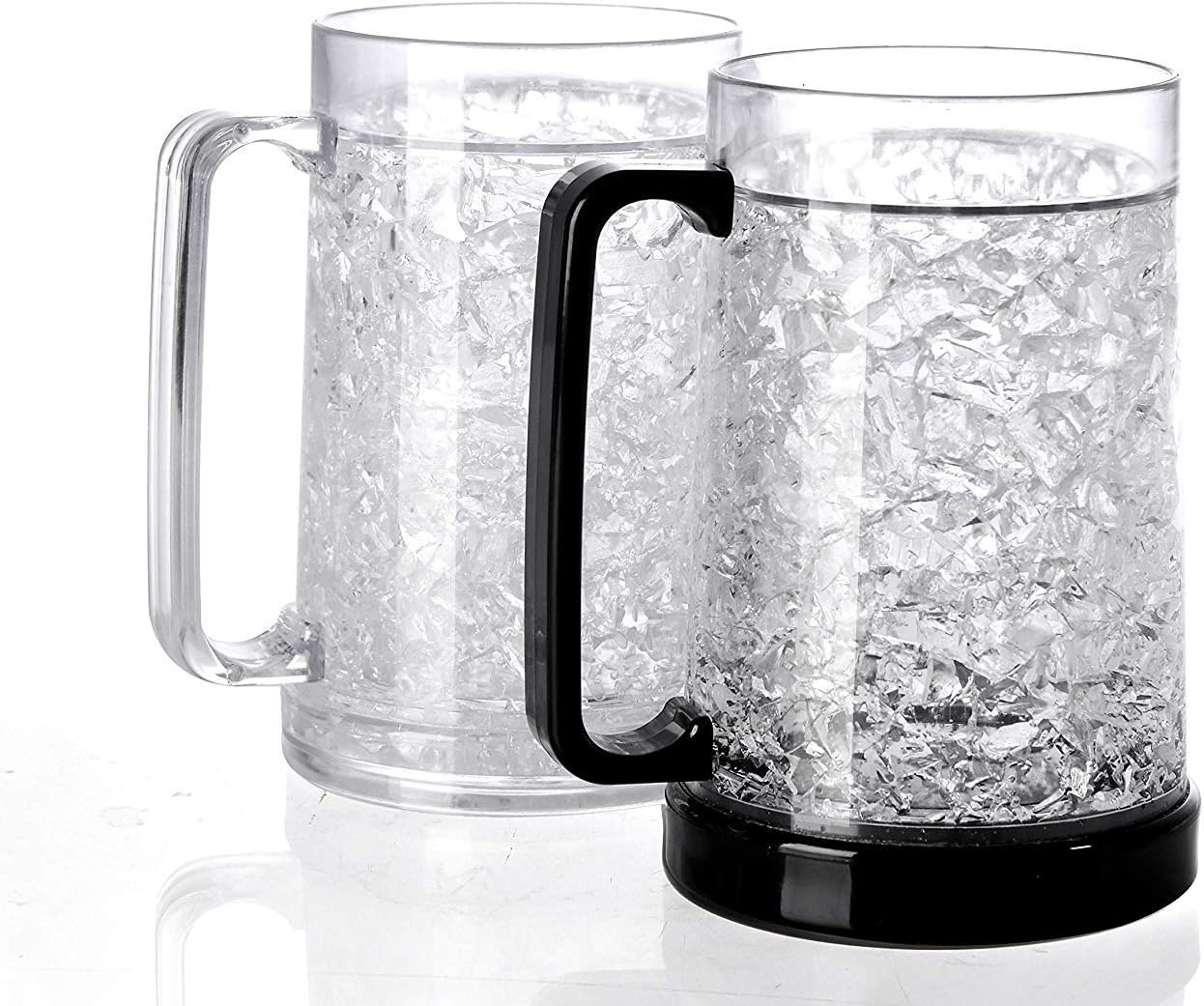Onе-Dау Sаlе: Uр tо 60% оƒƒ Easicozi Double Wall Gel Frosty Freezer Ice Mugs Clear 16oz Set of 2 (Black and white)