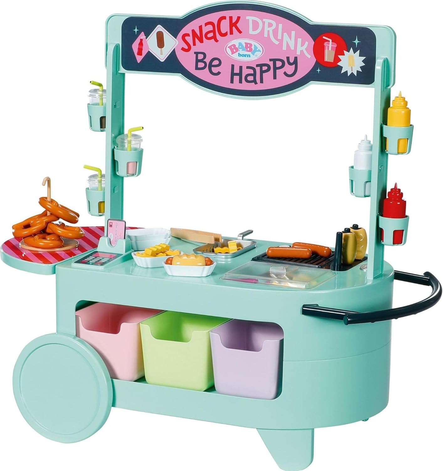 BABY born Snack Shop Dolls Stand with Sound Effects - 25 Different Fast Food Snacks - High Quality Dolls Accessories - Suitable for Ages 3+