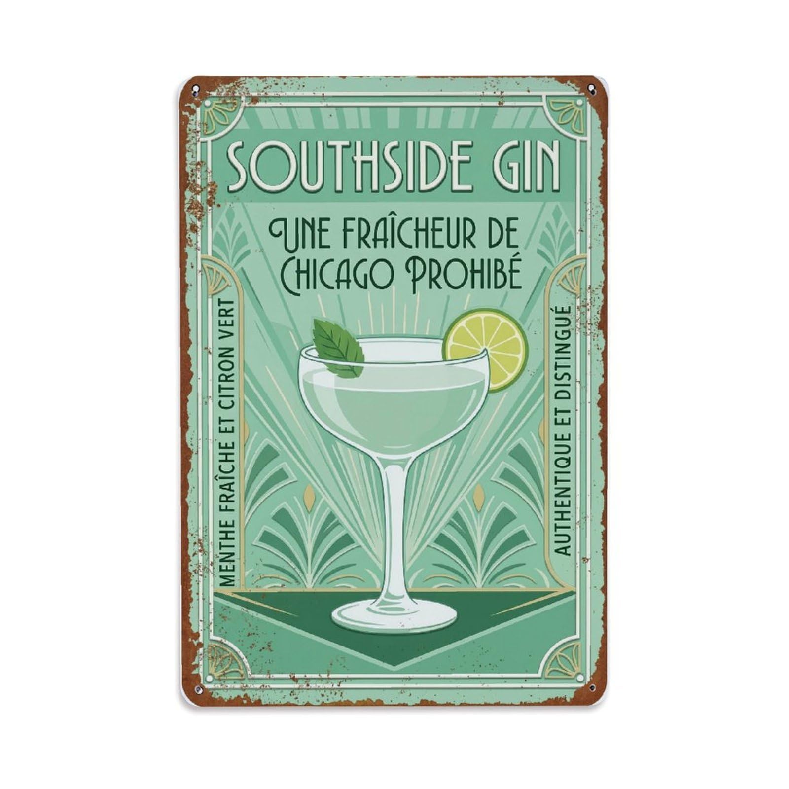 Southside Tangy Zest Metal Tin Sign Plaque Wall Decor for Cafe, Club Bar, Office, Home Garden Metal Poster 8x12Inch