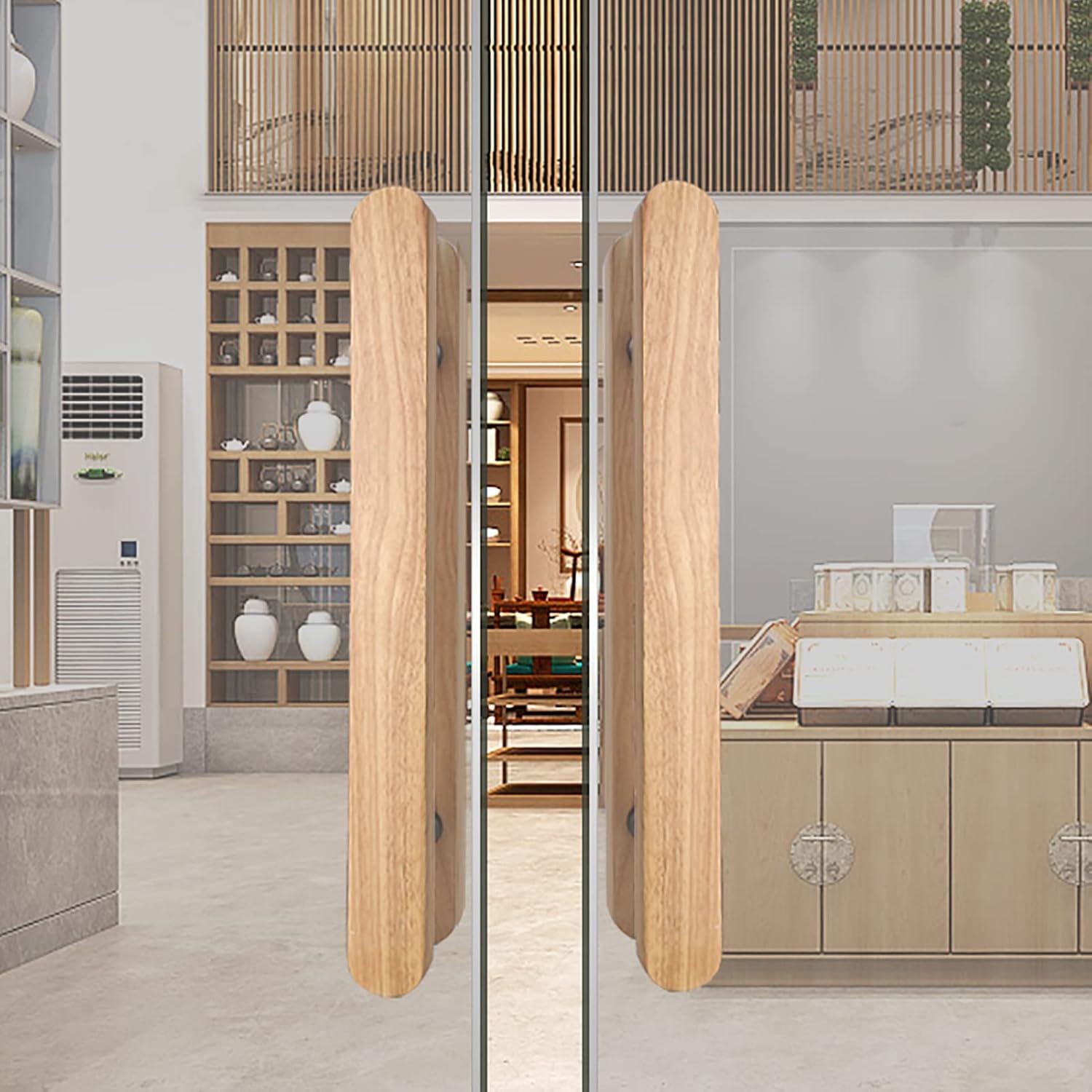 Rustic Wood Front Door Handle Set Double Sided Barn Door Pull Handle Kit for Interior and Exterior Doors 39.4in Long Includes Fittings Style 3 (23.6in Option Available)