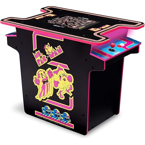 Arcade1Up Ms.PAC-MAN Head-to-Head Arcade Machine – Retro Home Arcade Table with 12 Classic Games, Light-Up Control Deck & Real-Feel Joysticks
