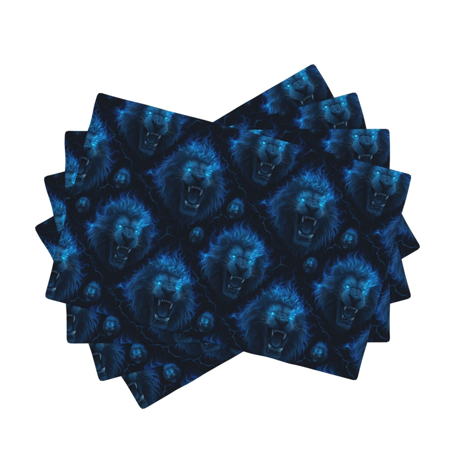Set de table lavable et résistant à la chaleur en lin bleu
