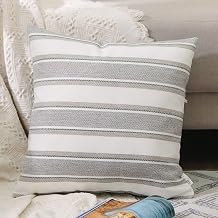 1 Pc Stripe Pillow Case Soft Linen Decorative Throw Cushion Cover Pillowcase with Hidden Zipper for Sofa 18" x 18 "