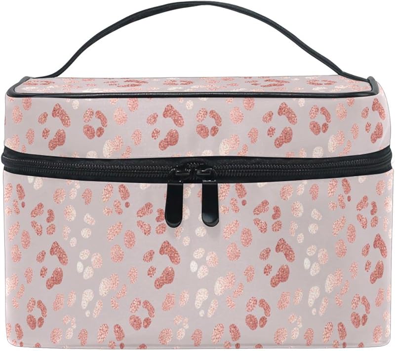 Necessaire organizadora de maquiagem Mnsruu com estampa Leopard 020, fechamento com zíper
