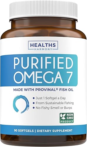 Cápsulas blandas de Omega 7 purificadas (suministro de 3 meses) más Omega 7 y menos ácido palmítico que el aceite de espino cerval de mar,