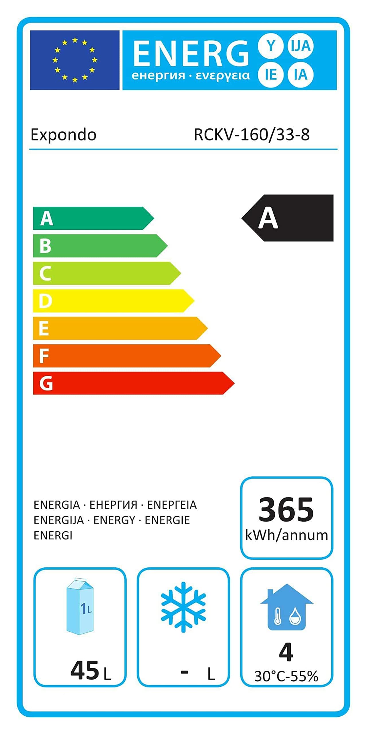 Royal Catering Vetrina Refrigerata RCKV-160/33-8 (160 x 33 cm, 45 L, 8 x contenitori GN 1/4, 2-10 °C, 120 W, R600a, Termostato, Copertura in vetro, Funzione automatica di sbrinamento)