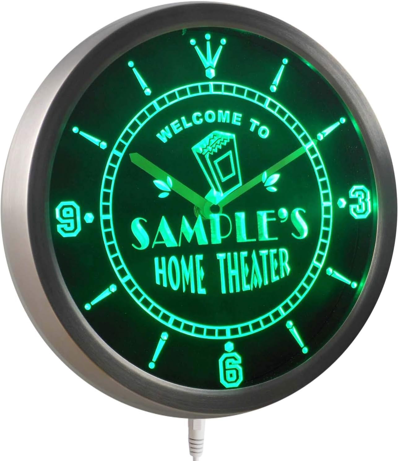 AdvPro ncph-tm Home Theater Personalized Your Name Bar Beer Sign Neon LED Wall Clock