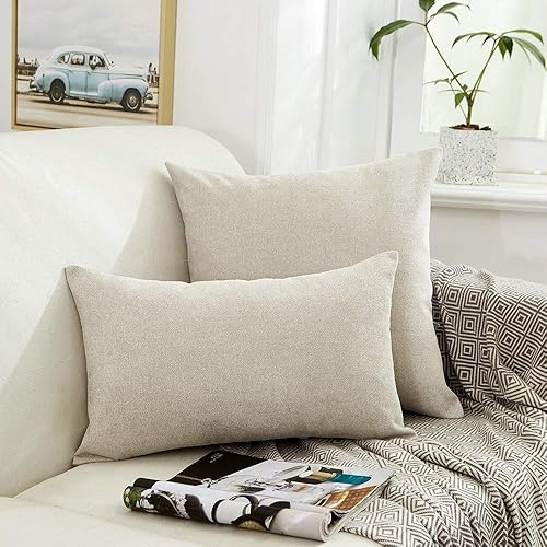 Miniatura 4 de MERNETTE - Funda de cojín cuadrado de chenille, suave, decorativa, para decoración del hogar, para sofá, cama, silla, sillón, paquete de 2 unidades