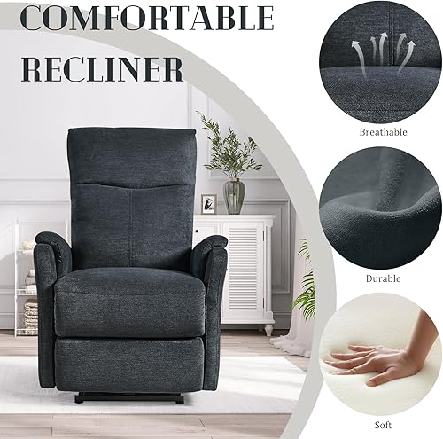 Miniatura 6 de SoarFlash Silla reclinable eléctrica para sala de estar, silla reclinable de tela moderna ajustable para el hogar con puerto de carga USB, silla