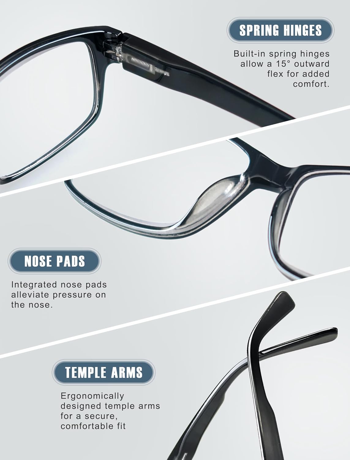 HEEYYOK 1.75 Reading Glasses Men Large Readers For Men XXL Wide Reader Oversized Frame Cheaters Reading Glasses For Mens Comfort Spring Hinge - Image 6