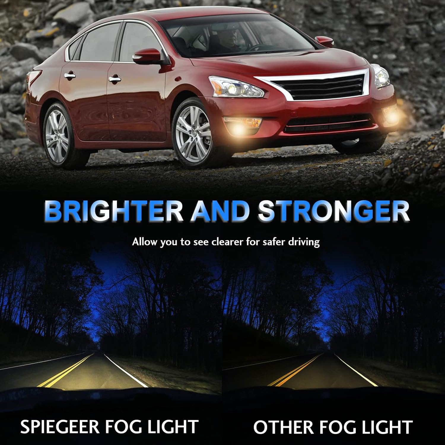 Fog Lights Assembly For 2013 2014 2015 Nissan Altima Sedan Replacement Fog Lamps Kit Clear Lens With Switch&Wiring H11 12V 55W Halogen Bulb