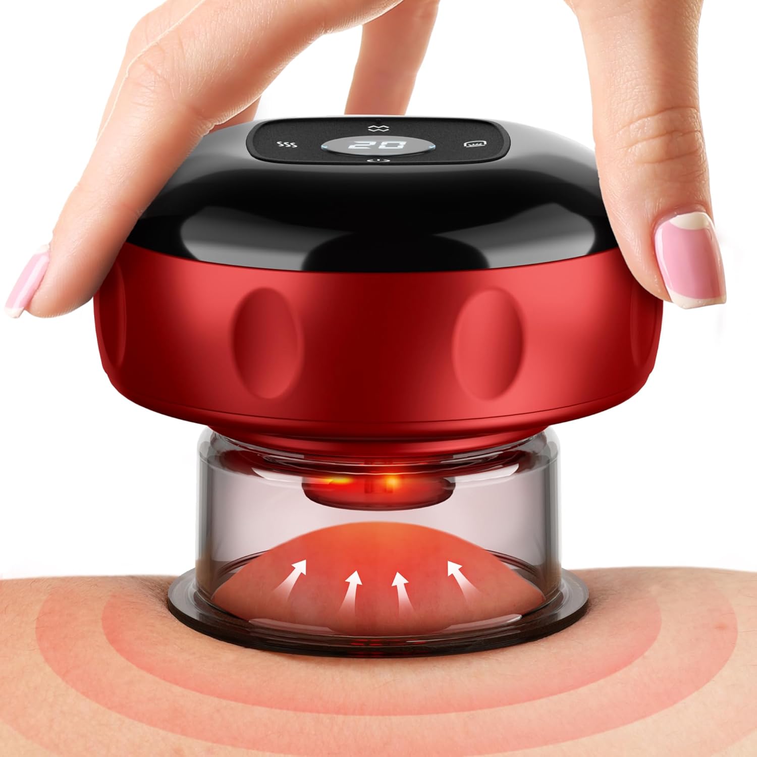 Smart Cupping Therapy Massager, 7 in 1 Red Light Cupping Therapy with 2 Modes for Targeted Pain Relief, Muscle Soreness,Tighter Skin,Cupping Kit with 12 Levels Suction and Heat,Red