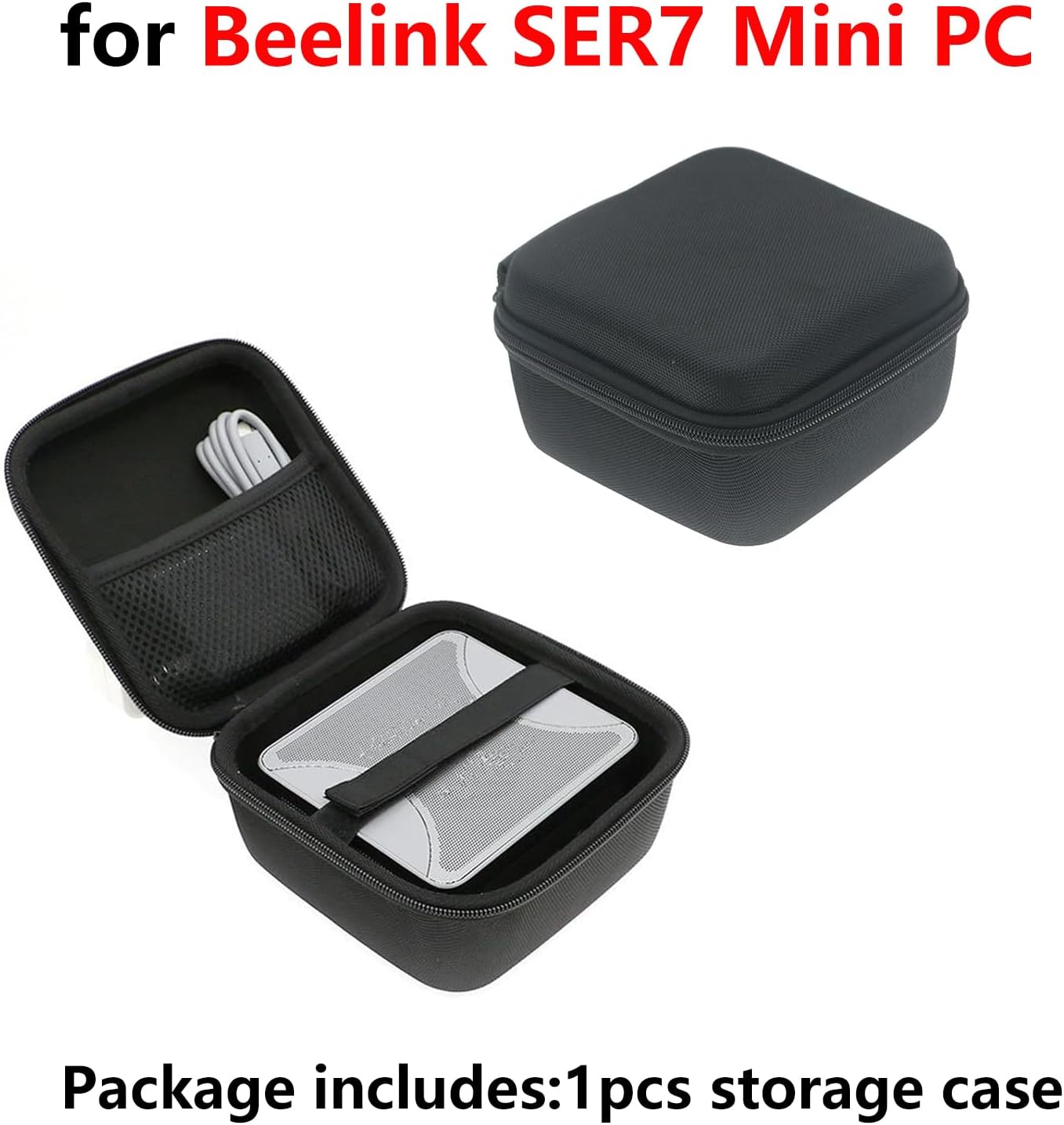 SER7 Mini PC Hard Case,Shockproof Protective Storage Bag Carrying Case for Beelink SER7 Mini PC Case Bag (Black) - Image 2
