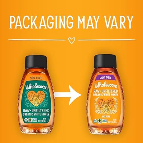 Miniatura 3 de Wholesome Botella exprimible orgánica de miel blanca cruda sin filtrar de 16 onzas, 1 paquete
