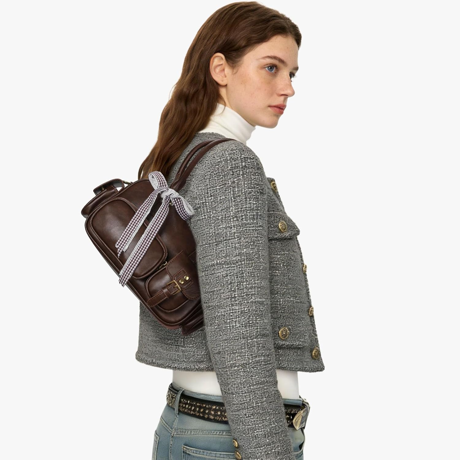 PU Leather Y2K Shoulder Hobo Bag Top Handle Satchel Bag Multiple Pockets Underarm Purse Crossbody Bag for Women - Image 2