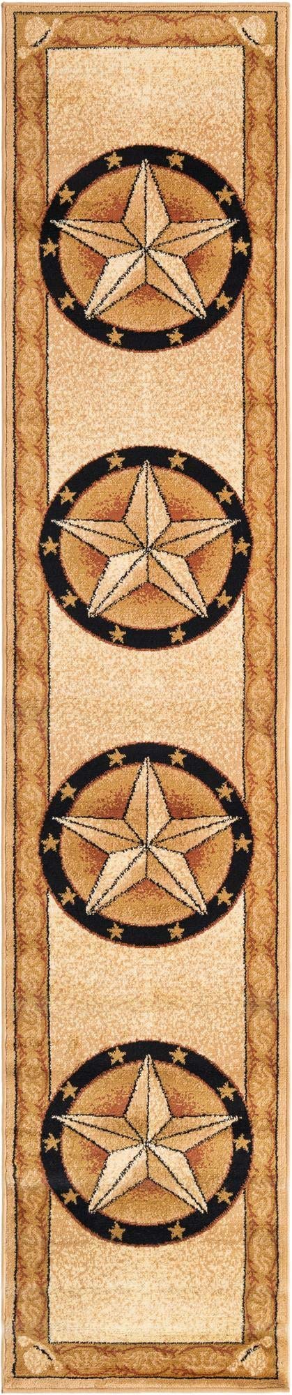 Rugs.com Pioneer Collection Rug – 10 Ft Runner Ivory Medium-Pile Rug Perfect for Hallways, Entryways