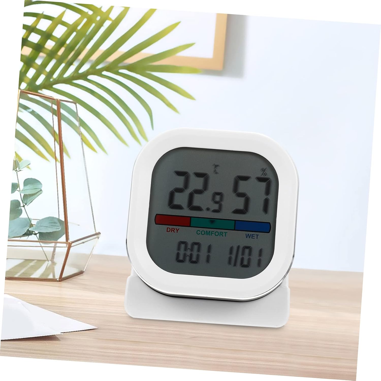 BESPORTBLE Digital Hygrometer with Clock Function for Home Office and Baby Room Accurate Temperature and Humidity Measurement Colorful Display Easy to Read