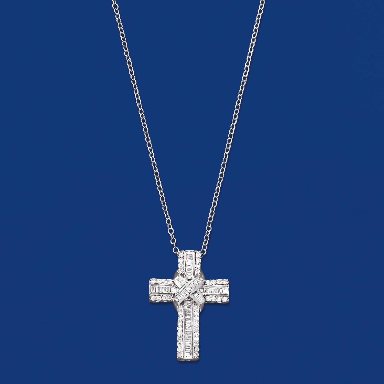 Ross-Simons 0.50 ct. t.w. Diamond Cross Pendant Necklace in Sterling Silver