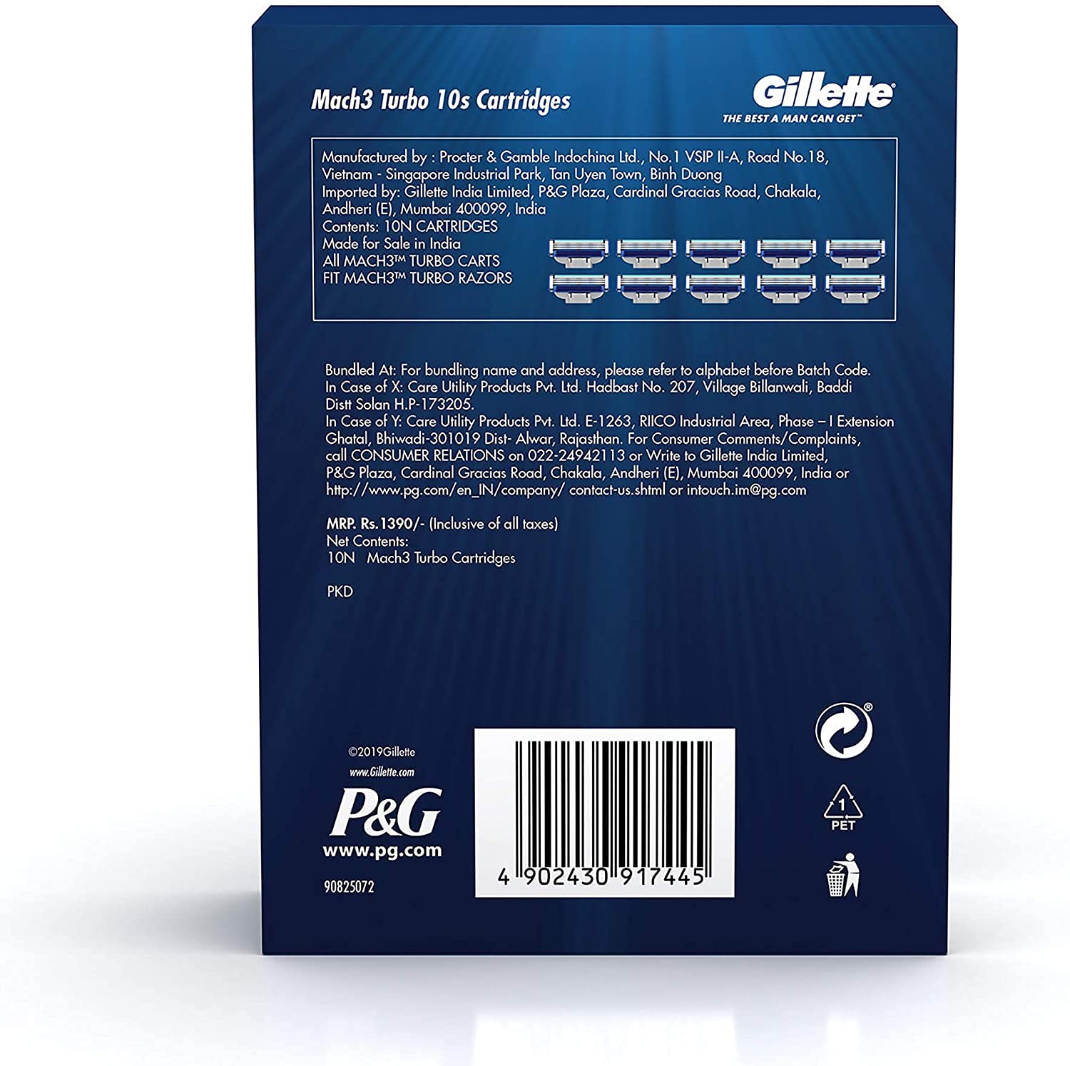 Gillette Proglide Men's Grooming Razor with Flexball Technology - Adapts to Facial Contours (1 pc) & Mach Turbo 3 Shaving Blades- Pack of 10 (Cartridges) 4