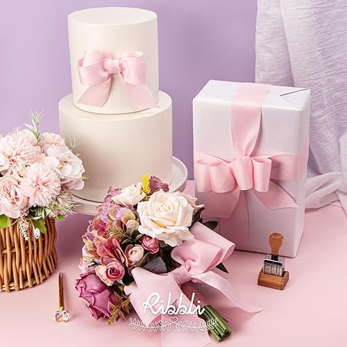 Miniatura 3 de Ribbli - Cinta de grogrén rosa perla, 1-12 pulgadas x 25 yardas continuas, uso para lazos DIY, accesorios para el cabello, envoltura de regalos,