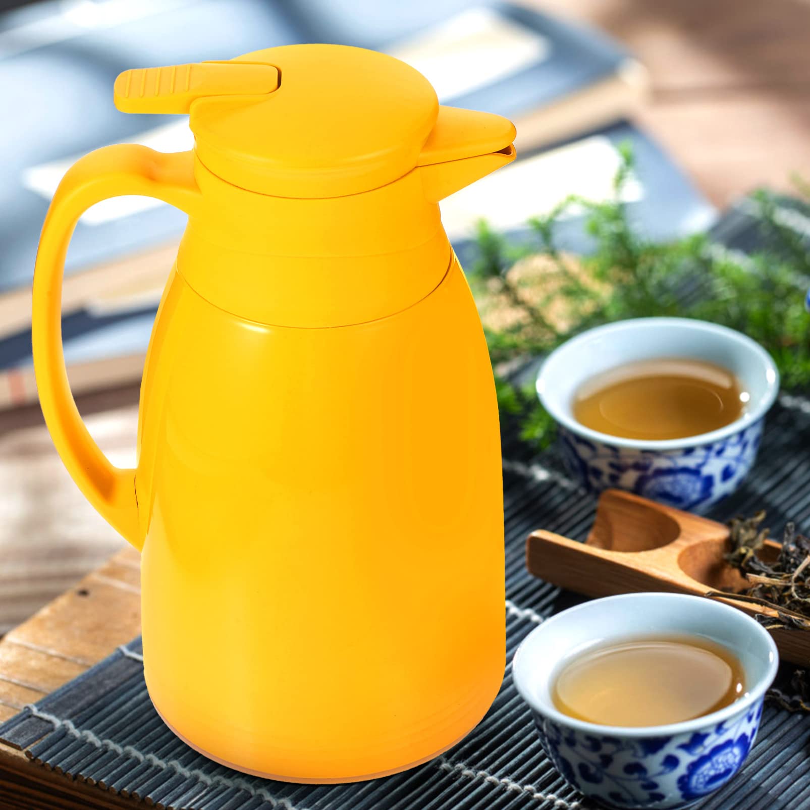 Bouteille Isolante 1000ml en Verre et Pp Jaune à Étanchéité