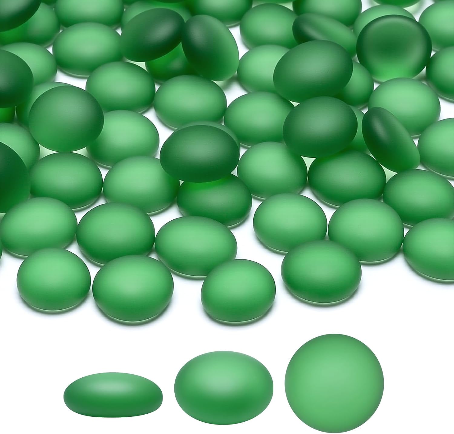 SUREAM Green Flat Marbles, 0.8LB Pebbles for Vases, Glass Gems for Crafts, Glass…