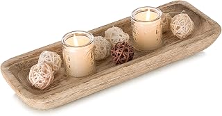 Romadedi 16" Large Wooden Dough Bowl - Rustic Decorative Wood Tray for Farmhouse Kitchen Table Centerpieces & Home Decor