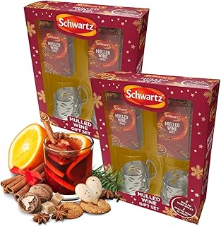 Mulled spice - schwartz mulled wine sachets - mulled wine gift set with mulled wine glasses christmas - 2 X mulled wine gifts schwartz spices set - mothers day - fathers day