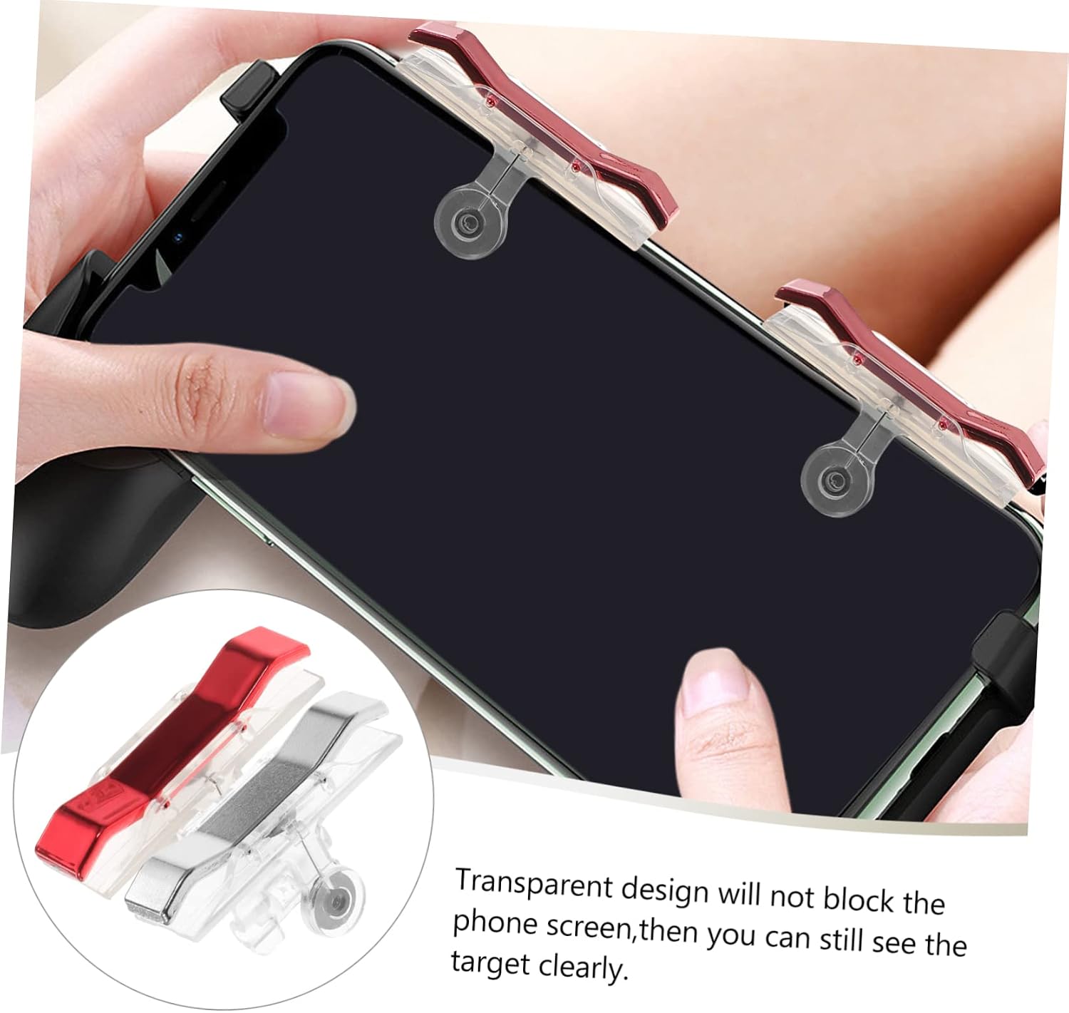 TEHAUX 2Pairs Mobile Game Controller of Metal Shortcut Buttons Red Silver Handles High Sensitivity Triggers for Improved Gaming Experience Compatible with Mobile Games