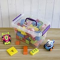 Vista 5 de Caja de almacenamiento de plástico de 6 cuartos de galón con tapas y asas, 6 paquetes