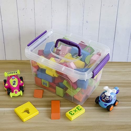 Miniatura 5 de Caja de almacenamiento de plástico de 6 cuartos de galón con tapas y asas, 6 paquetes