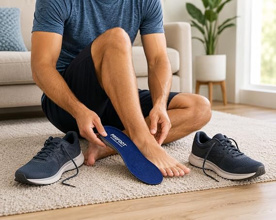 ProFoot Full Length Plantar Insoles for Men's Size 8-14 Targeted Pain Relief Gel Heel Cushion Copper Znergy Odor Control Half Length Fit