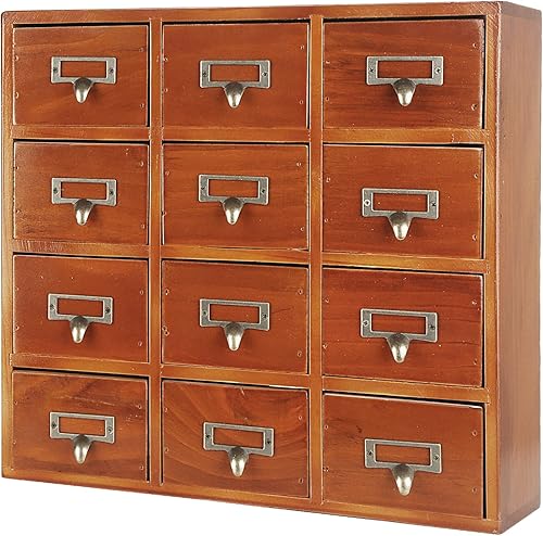 Miniatura 3 de MOHLTIAPD Gabinete de catálogo de tarjetas de biblioteca de 12 cajones, caja de almacenamiento de escritorio, con asas de metal, suministros de