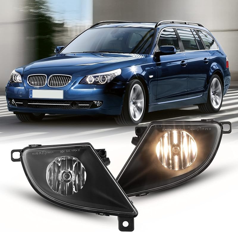Par de faróis de neblina halógenos AUTOWIKI para BMW Série 5 E60/E61 2008–2010 – Lente cristalina