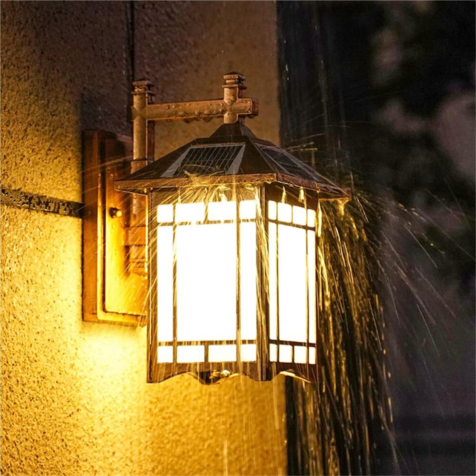 Solarna latarnia ścienna, nowoczesna, czarna, zewnętrzna lampa solarna z czujnikiem zmierzchu do świtu, bezprzewodowa, wodoodporna, zewnętrzna, na werandę, taras, ogród, garaż, oświetlenie drzwi