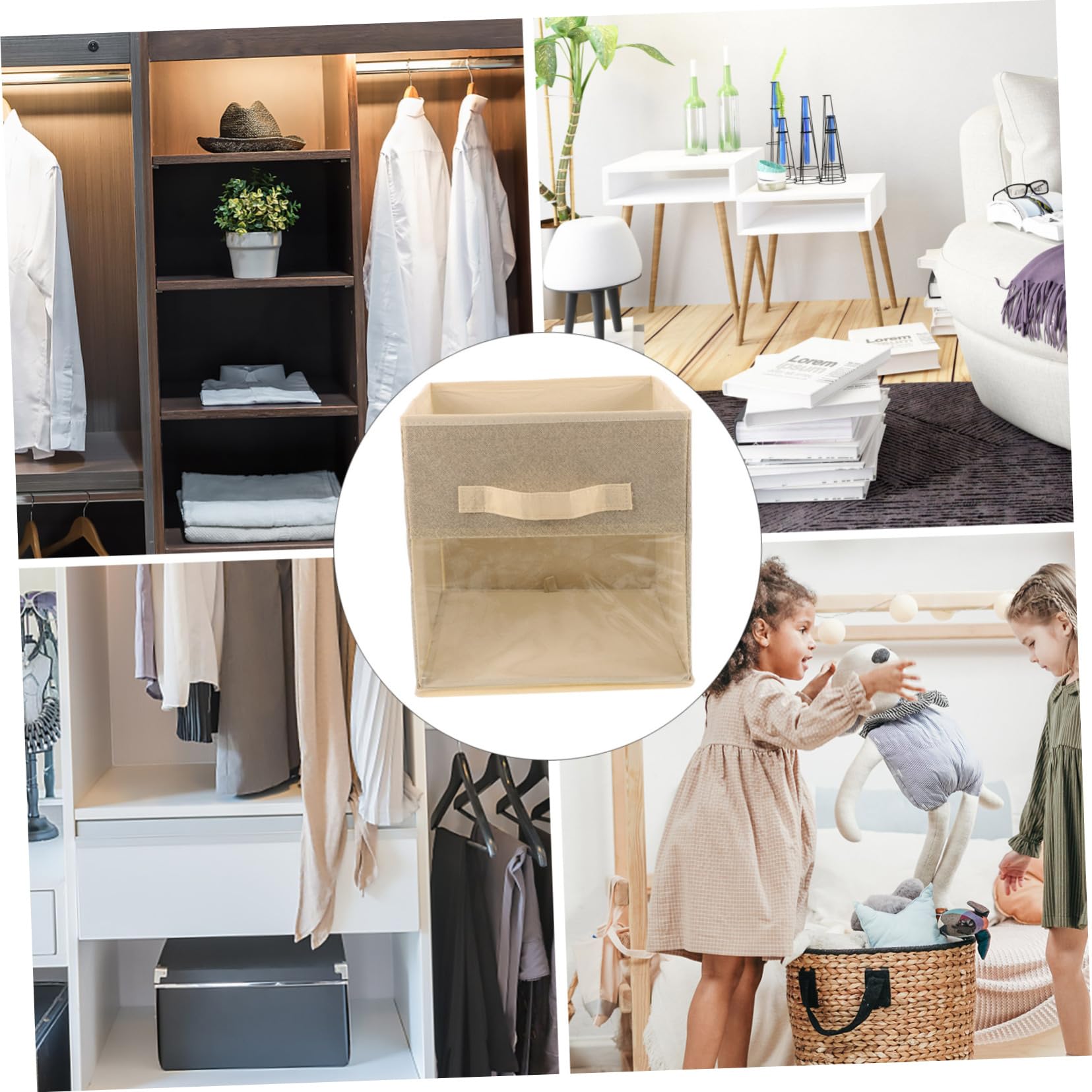 Hohopeti 2 Stück Faltbare Würfel Aufbewahrungsbox mit Sichtfenster | Vliesstoff, Große Kapazität, für Zuhause und Schrank, zur Ordnung von Spielzeug und Büchern