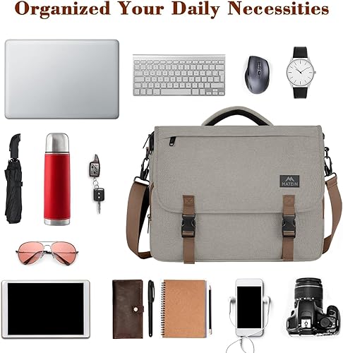 Miniatura 49 de MATEIN Bolsa tipo mensajero para hombres, mochila escolar para adolescentes, ligera de 17.3 pulgadas, maletín para laptop grande, bolsa cruzada