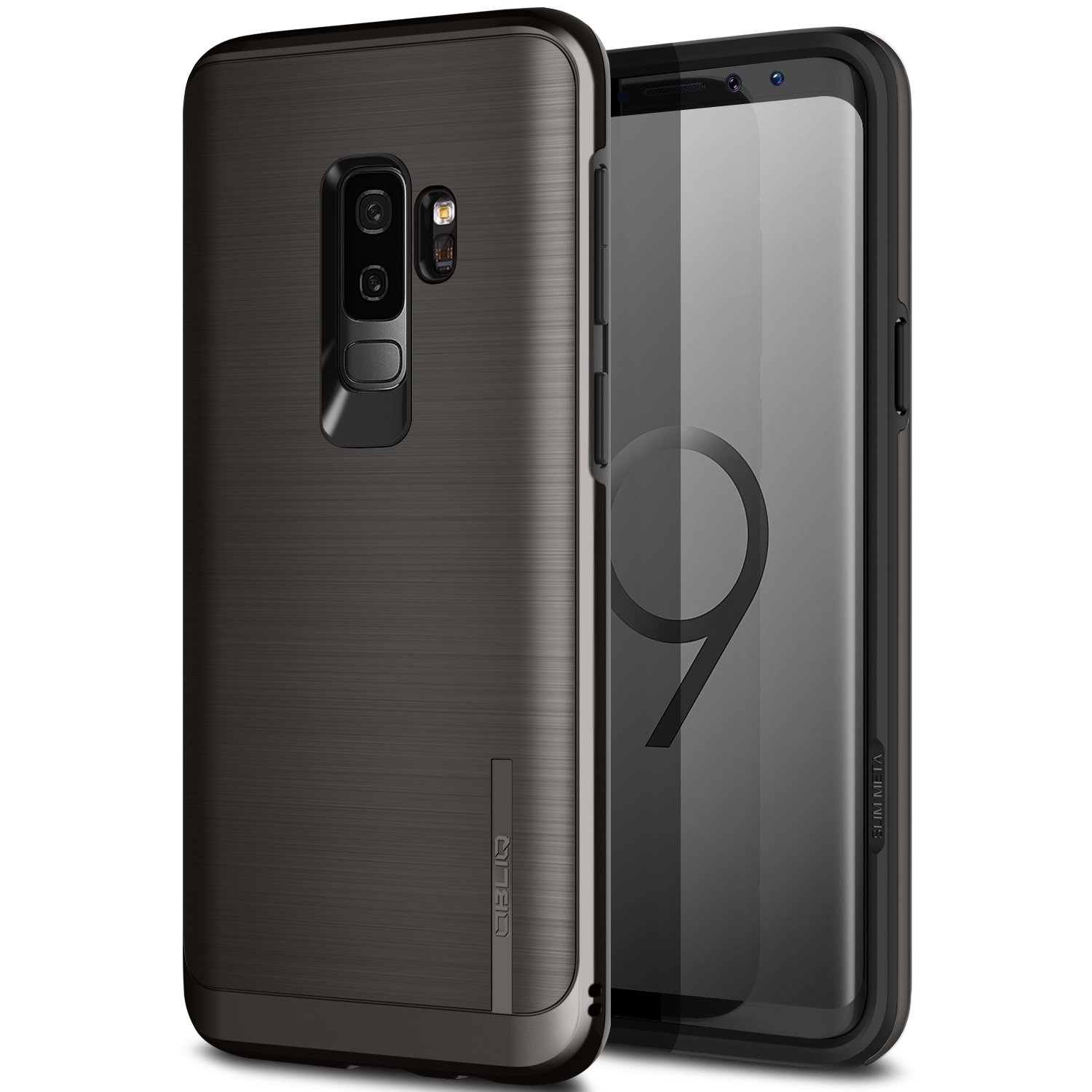 Galaxy S9 PLUS Case, OBLIQ [SLIM META], Slim Dual Layered Case, Inner TPU with Outer PC with a Metallic Brushed Finish and Anti-Shock Technology for the Samsung Galaxy S9 PLUS(2018) (Titanium Black)