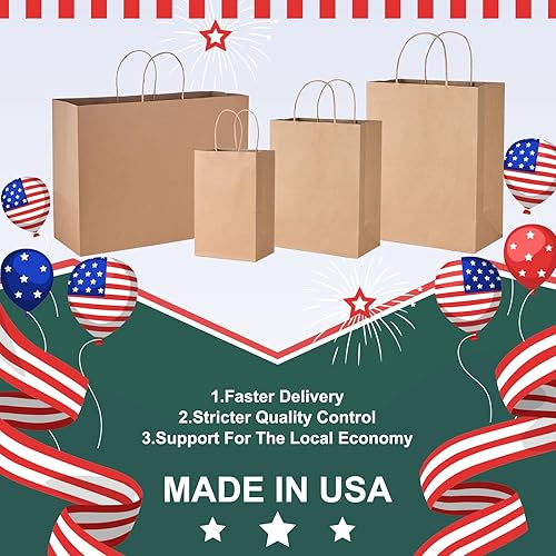 Miniatura 3 de Bolsas de regalo METRONIC con asas, 16x6x12 pulgadas, bolsas de papel marrón reciclables, 50 unidades, kraft, para compras de negocios y comestibles