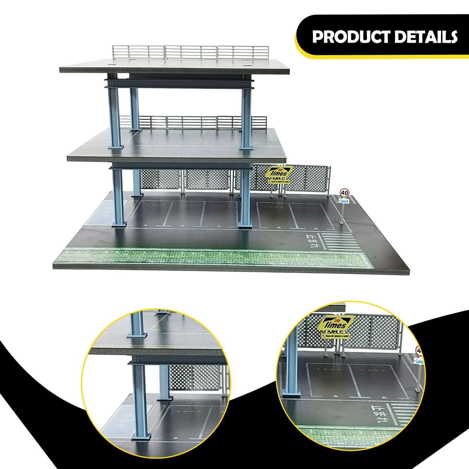 MagiDeal Diorama de estacionamiento a Escala 1/64, Modelo de Escena en Miniatura, Adorno Decorativo, fácil Montaje, Vitrina, Organizador, Caja de exhibición de, M0085f