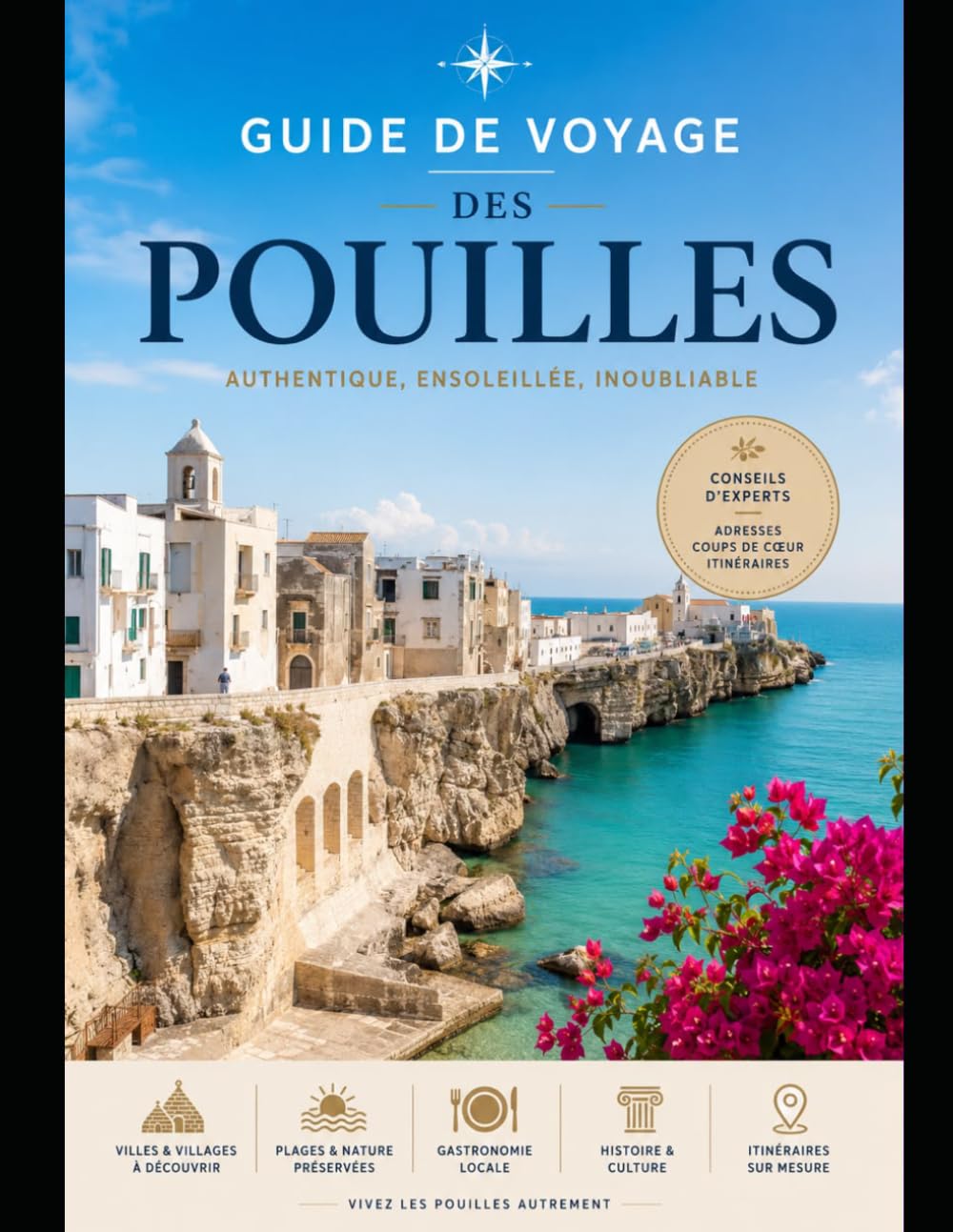 Guide de voyage des Pouilles: Explorez Bari, Alberobello, Polignano a Mare, Lecce, Ostuni, Gallipoli et Otranto — Découvrez de superbes plages de ... itinéraires côtiers, des trésors cachés, une
